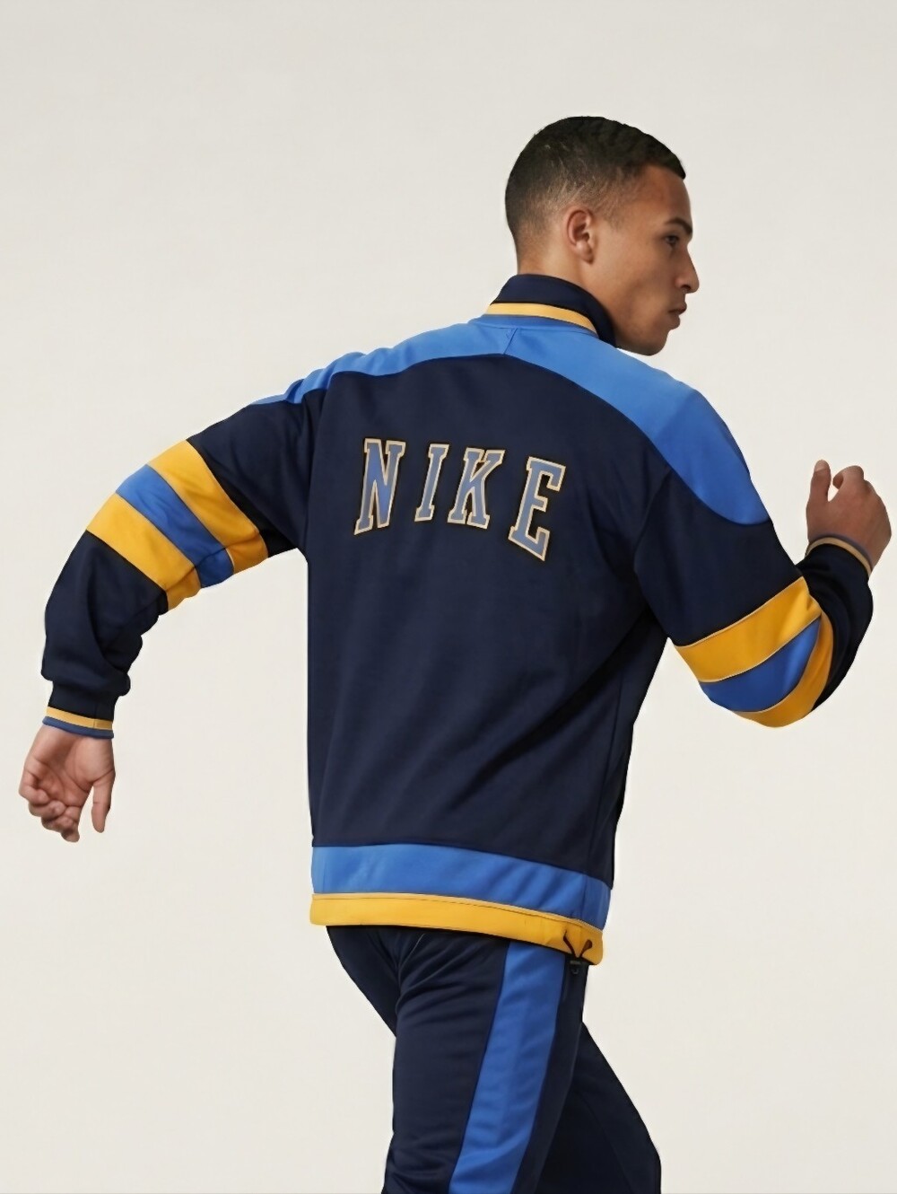 Vintage Nike Spellout Swoosh Colourblock Men's Track Jacket Sz M Blue, Yellow